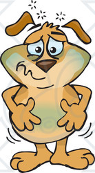 Clipart Illustration of a Nauseated Dog Turning Green And Holding His Tummy