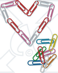 Clipart Illustration of a Heart Made Of Pink, Red And White Paperclips