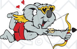 Clipart Illustration of a Koala Cupid Shooting Arrows At Unsuspecting Critters