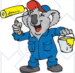Clipart Illustration of a Koala Painter With A Roller And Bucket