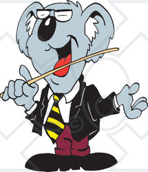 Clipart Illustration of a Koala Professor Laughing And Holding A Pointer Stick