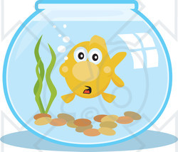 Clipart Illustration of a Surprised Goldfish In A Fish Bowl
