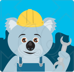 Clipart Illustration of a Koala Bear Construction Worker Character