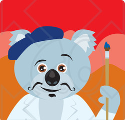 Clipart Illustration of a Koala Bear Artist Character