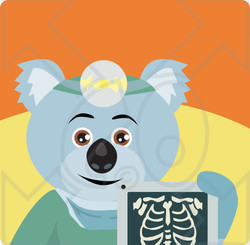 Clipart Illustration of a Koala Bear Radiologist Character Holding An Xray