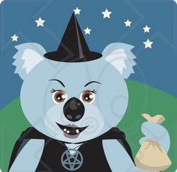 Clipart Illustration of a Koala Bear Witch Halloween Character