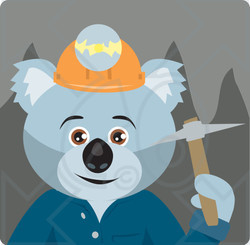 Clipart Illustration of a Koala Bear Miner Character