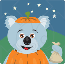 Clipart Illustration of a Koala Bear Halloween Pumpkin Character