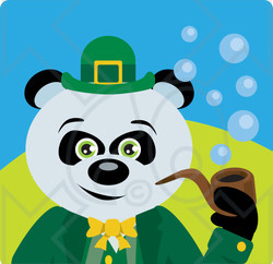 Clipart Illustration of a Giant Panda Leprechaun Bear Character