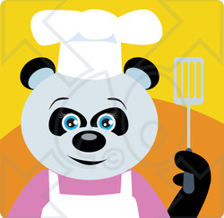 Clipart Illustration of a Giant Panda Chef Bear Character