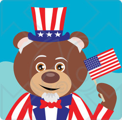 Clipart Illustration of a Brown Bear Uncle Sam Character