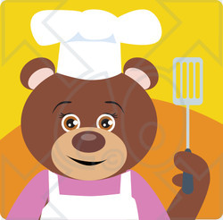 Clipart Illustration of a Brown Bear Chef Character