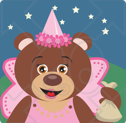Clipart Illustration of a Brown Bear Fairy Princess Halloween Character