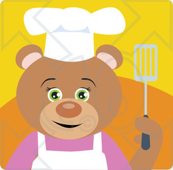 Clipart Illustration of a Bear Chef Character