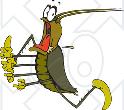 Clipart Illustration of a Scared Cockroach Running