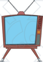 Clipart Illustration of an Old Fashioned Square Tv On A Stand