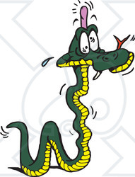 Clipart Illustration of a Green And Yellow Snake With A Bump On His Head