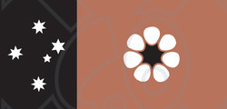 Clipart Illustration of a Brown, White And Black Northern Territory Flag With Southern Cross Stars