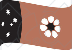 Clipart Illustration of a Brown, White And Black Waving Northern Territory Flag With Southern Cross Stars