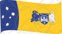 Clipart Illustration of a Blue, Yellow And White Waving Flag Of The Australian Capital Territory