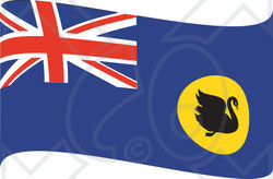 Clipart Illustration of a Swan On A Waving Western Australia Flag