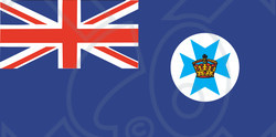 Clipart Illustration of a Queensland Flag With A Crown On The Maltese Cross