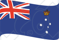 Clipart Illustration of a Red, White And Blue Waving Flag Of Victoria With The Southern Cross Stars And Crown