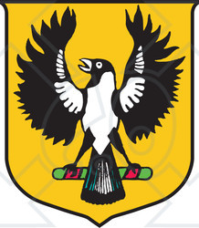 Clipart Illustration of a Yellow Australian Piping Shrike Coat Of Arms