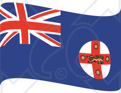 Clipart Illustration of a Red, White And Blue Waving New South Wales Flag With A Lion