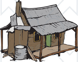 Clipart Illustration of a Brown One Story Home