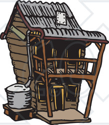 Clipart Illustration of a Two Story Wooden House