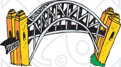 Clipart Illustration of The Arched Harbour Bridge In Sydney, Australia