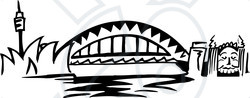 Clipart Illustration of The Arched Sydney Harbour Bridge, Australia