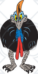Clipart Illustration of an Angry Cassowary Facing Front