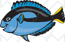 Clipart Illustration of a Happy Blue Regal Tang Fish