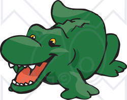 Clipart Illustration of a Cute And Happy Green Crocodile