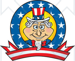 Clipart Illustration of an Uncle Sam Logo With Stars And Stripes