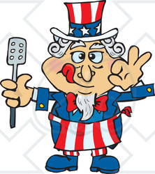 Clipart Illustration of an Uncle Sam Chef Licking His Lips And Holding A Spatula
