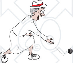 Clipart Illustration of a Granny Playing Lawn Bowls