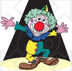 Clipart Illustration of a Happy Clown Putting On A Show