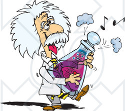 Clipart Illustration of Albert Einstein Playing A Musical Flask