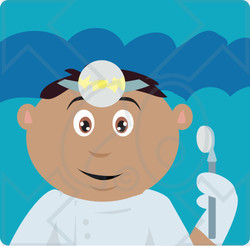 Clipart Illustration of a Hispanic Dentist Man Holding A Mouth Mirror