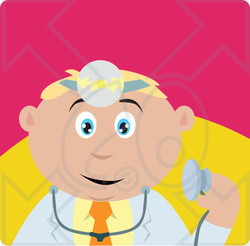 Clipart Illustration of a Caucasian Doctor Man Holding A Stethoscope