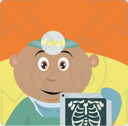 Clipart Illustration of a Hispanic Radiologist Man Holding An Xray