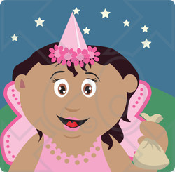 Clipart Illustration of a Hispanic Girl Trick Or Treating On Halloween In A Fairy Princess Costume