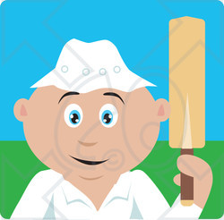 Clipart Illustration of a Sporty Caucasian Man Holding A Cricket Bat
