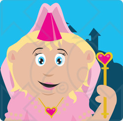 Clipart Illustration of a Pretty Caucasian Princess Girl Holding A Wand