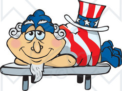 Clipart Illustration of an American Uncle Sam Getting A Massage At A Spa