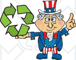 Clipart Illustration of an American Uncle Sam Holding Green Recycle Arrows