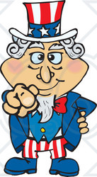 Clipart Illustration of an American Uncle Sam Pointing Out